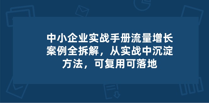 (10889期)中小型 公司 实际操作指南-流量增长实例拆卸,从实操中沉积方式,复用可落地式