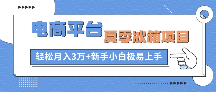 (10934期)电商平台夏季冰箱项目,轻松月入3万+,新手小白极易上手