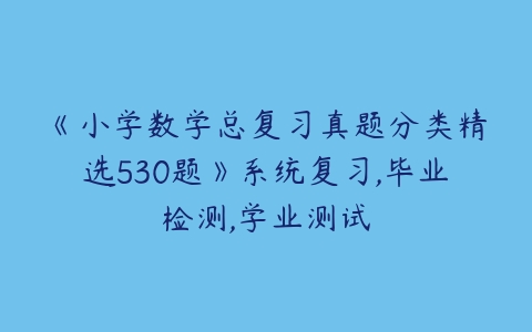 《小学数学总复习真题分类精选530题》系统复习,毕业检测,学业测试