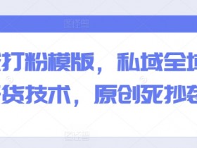 全域打粉模版,私域全域打粉干货技术,原创死抄袭生