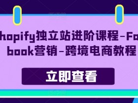 Shopify独立站进阶课程-Facebook营销-跨境电商教程