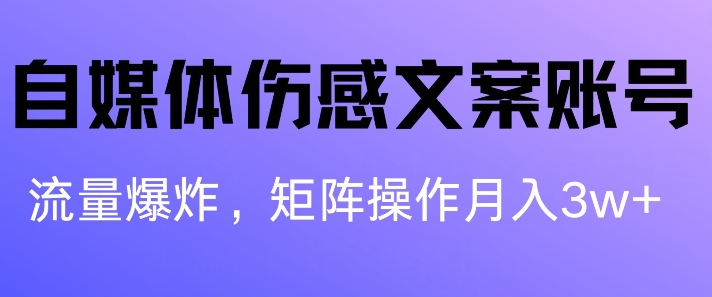自媒体伤感文案账号,制作简单,流量爆炸账号很容易复制,矩阵月入1W+