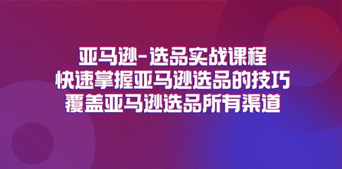 (11620期)亚马逊-选品实战课程,快速掌握亚马逊选品的技巧,覆盖亚马逊选品所有渠道
