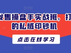 私域发售操盘手实战班,打造你的私域印钞机