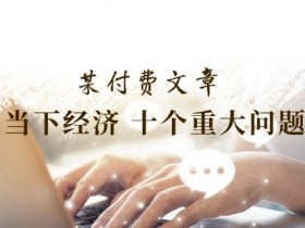 某付费文章《当下经济 十个重大问题》覆盖了大家关心的全部经济类话题