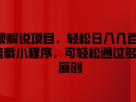 影视解说项目,轻松日入几百+,可挂载小程序,可轻松通过多平台原创【揭秘】