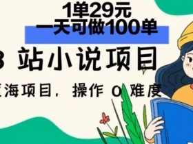 2024年B站小说项目,1单29元,一天100单,小白可做,长久生意