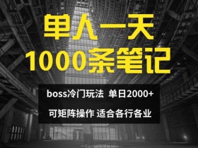 单人一天1000条笔记,日入2000+,BOSS直聘的正确玩法【揭秘】