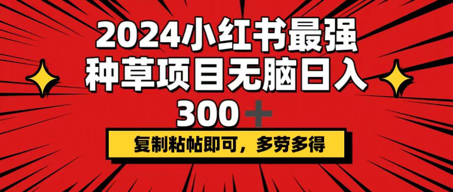 (12336期)2024小红书最强种草项目,无脑日入300+,复制粘帖即可,多劳多得