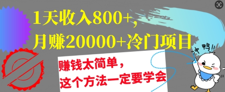 1天收入8张,月赚2w+冷门项目,赚钱太简单,这个方法一定要学会【干货】