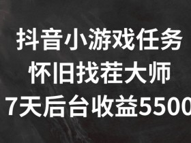 抖音小游戏任务,怀旧找茬,7天收入5500+【揭秘】