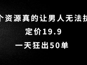 这个资源真的让男人无法抗拒,定价19.9.一天狂出50单【揭秘】