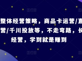 抖音整体经营策略,商品卡运营/直播间运营/千川投放等,不走弯路,学到就是赚到【录音】