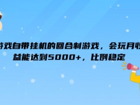 游戏自带挂机的回合制游戏,会玩月收益能达到5000+,比例稳定