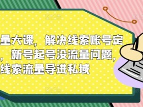线索流量大课,解决线索账号定位问题,新号起号没流量问题,线索流量导进私域