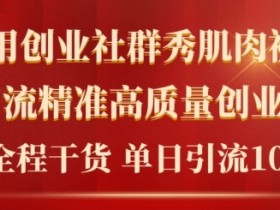 2024年最新创业社群引流法,无需剪辑,无需拍摄,无需做账号,精准创业粉