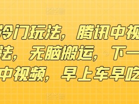 最新冷门玩法,腾讯中视频核心玩法,无脑搬运,下一个西瓜中视频,早上车早吃肉