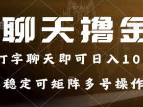 0门槛费用的聊天撸金,打字聊天即可日入100+,稳定可矩阵多号操作