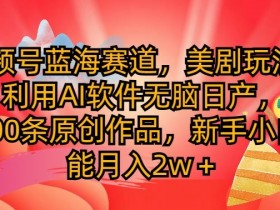 视频号蓝海赛道,美剧玩法,利用AI软件无脑日产,1000条原创作品