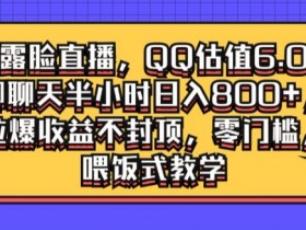 不露脸直播,QQ估值6.0.聊聊天半小时日入几张,拉爆收益不封顶,零门槛,喂饭式教学