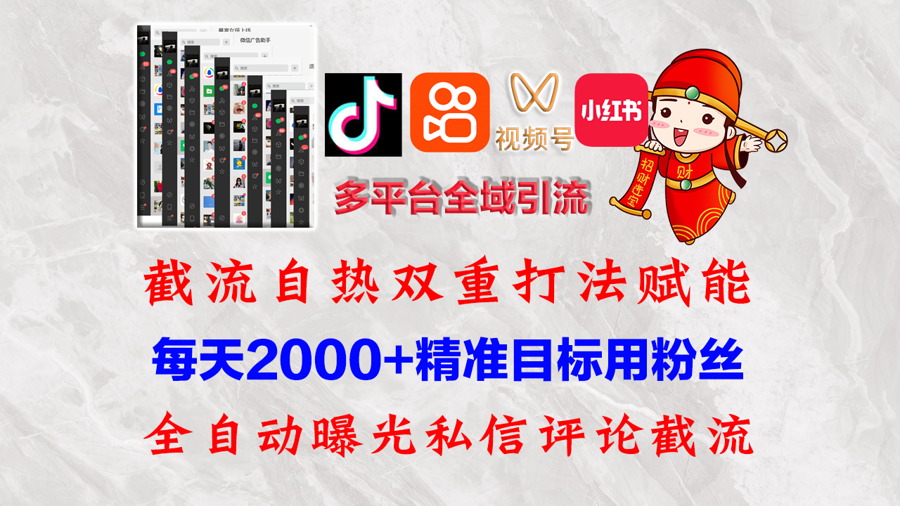 (12559期)快手,抖音,小红书,视频号多平台全自动引流获客系统 精准全域引流,…
