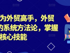帮你成为外贸高手,外贸从0-1的系统方法论,掌握外贸的核心技能