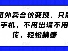 美团外卖合伙变现,只需一部手机,不用出境不用宣传,轻松躺赚!