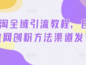 2024小淘全域引流教程,自用引流网创粉方法渠道发布