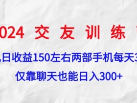 2024交友训练营,单机日收益150左右,两部手机,仅靠聊天也能日入3张