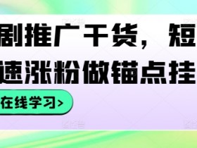 短剧推广干货,短剧快速涨粉做锚点挂载