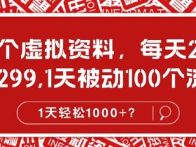 做这个虚拟资料,每天2小时,1单299.1天被动100个流量,1天轻松1k?
