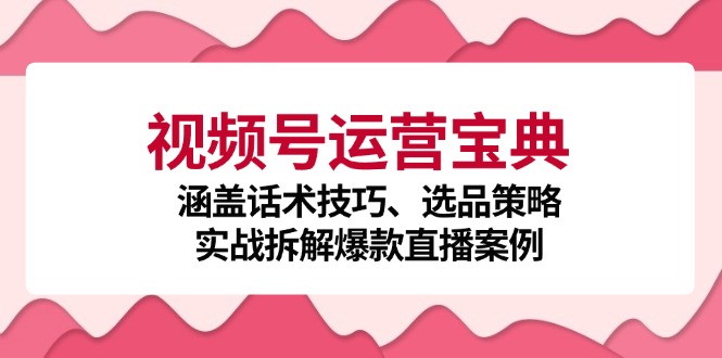 (12808期)视频号运营宝典:涵盖话术技巧、选品策略、实战拆解爆款直播案例