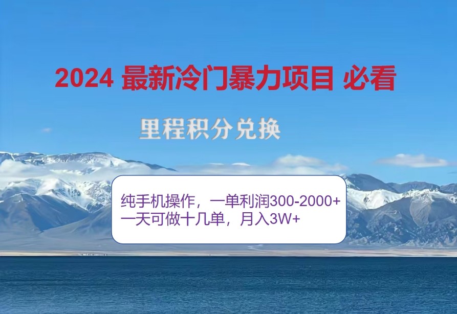2024惊爆冷爆利,里程积分全新游戏玩法,高风口期,一单300 —2000