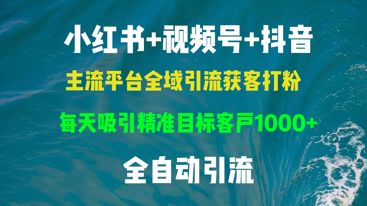 (13104期)小红书的,微信视频号,抖音视频主流平台示范区引流方法拓客磨粉,每日吸引住精确目标客户群体…