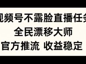 视频号不露脸直播任务,全民漂移大师,官方推流,收益稳定,全民可做【揭秘】