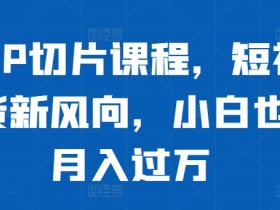 明星IP切片课程,短视频带货新风向,小白也能月入过万