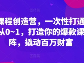 爆款课程创造营,一次性打通做课路径从0~1,打造你的爆款课程矩阵,撬动百万财富