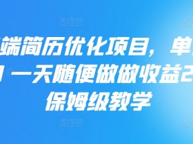 AI高端简历优化项目,单价30-100 一天随便做做收益200+ 保姆级教学