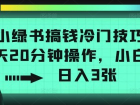 小绿书搞钱冷门技巧,一天20分钟操作,小白也能日入3张