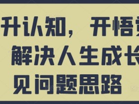 提升认知,开悟觉醒,解决人生成长常见问题思路