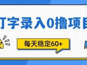 简单打字的零撸项目,每天稳稳60+(附渠道入口)