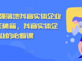 2024最强落地抖音实体企业流量增长秘籍,抖音实体企业的必看课