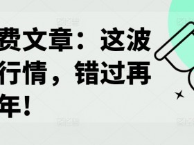 某付费文章:这波改命行情,错过再等十年!