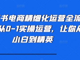 小红书电商精细化运营全流程,从0-1实操运营,让你从小白到精英