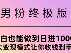 男粉终极版,小白也能做到日入几张,八大变现模式让你收Q到手软