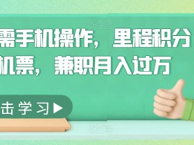只需手机操作,里程积分换机票,兼职月入过万