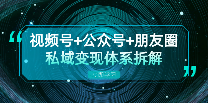 (13174期)视频号+公众号+朋友圈私域变现体系拆解,全体平台流量枯竭下的应对策略