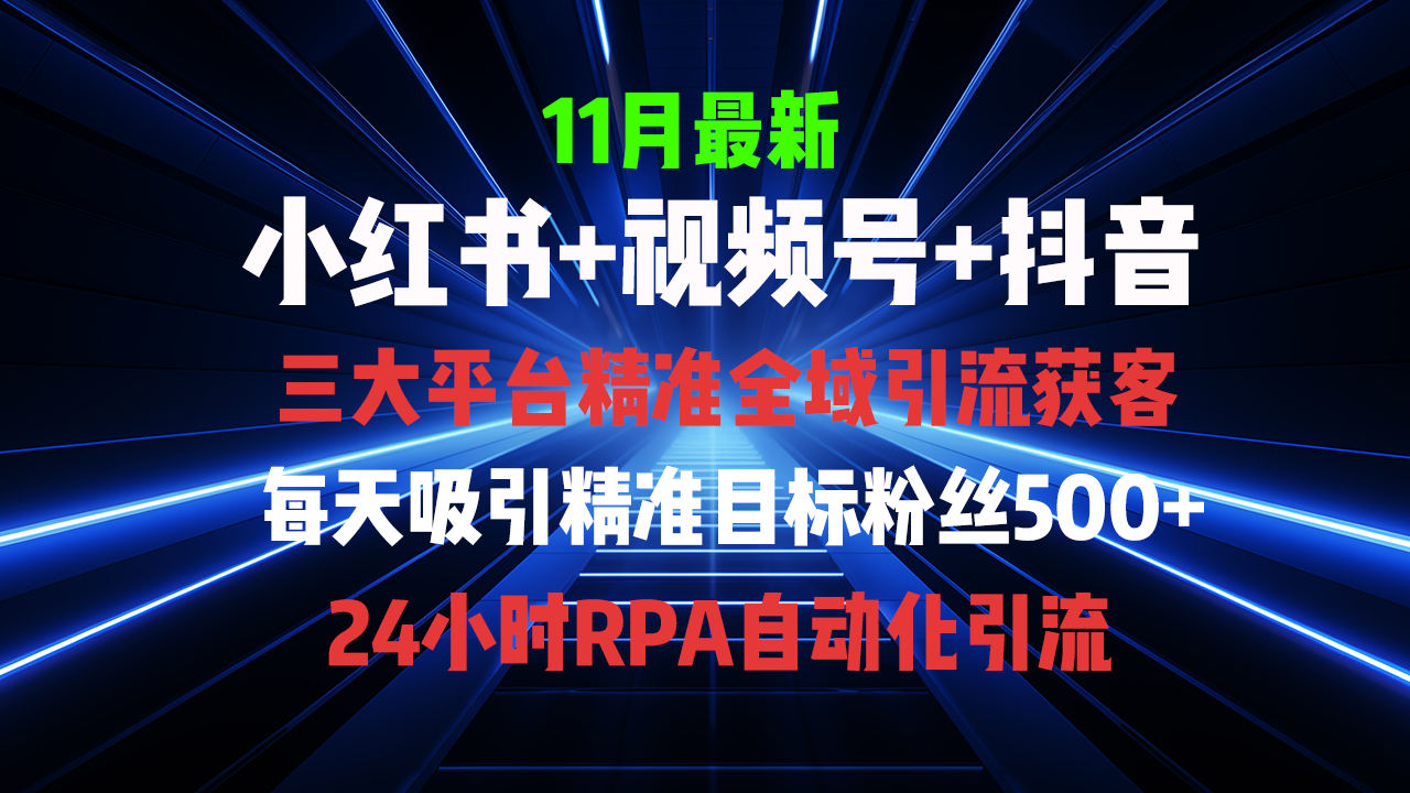 (13259期)全域多平台引流私域打法,小红书,视频号,抖音全自动获客,截流自...