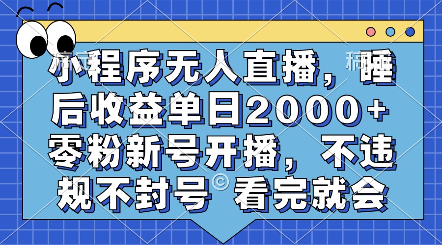 (13251期)小程序无人直播,睡后收益单日2000+ 零粉新号开播,不违规不封号 看完就会