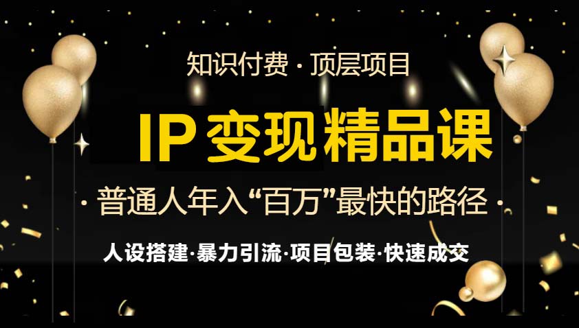 (13297期)IP变现最新精品课程,知识付费全流程+最强引流术+小白避坑指南